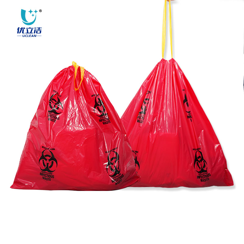 Drawstring Biohazard Bag Medical Waste Garbage Bag for Hospital