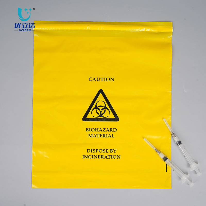 Custom PE Yellow Biohazard Bag Adhesive Tape Medical Waste Bags